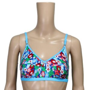 Printed Cotton Non-Padded Bra - Carolina Blue