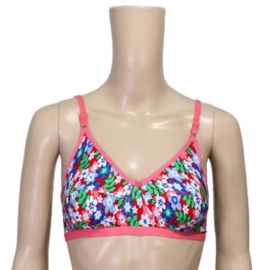 Printed Cotton Non-Padded Bra - Candy Pink